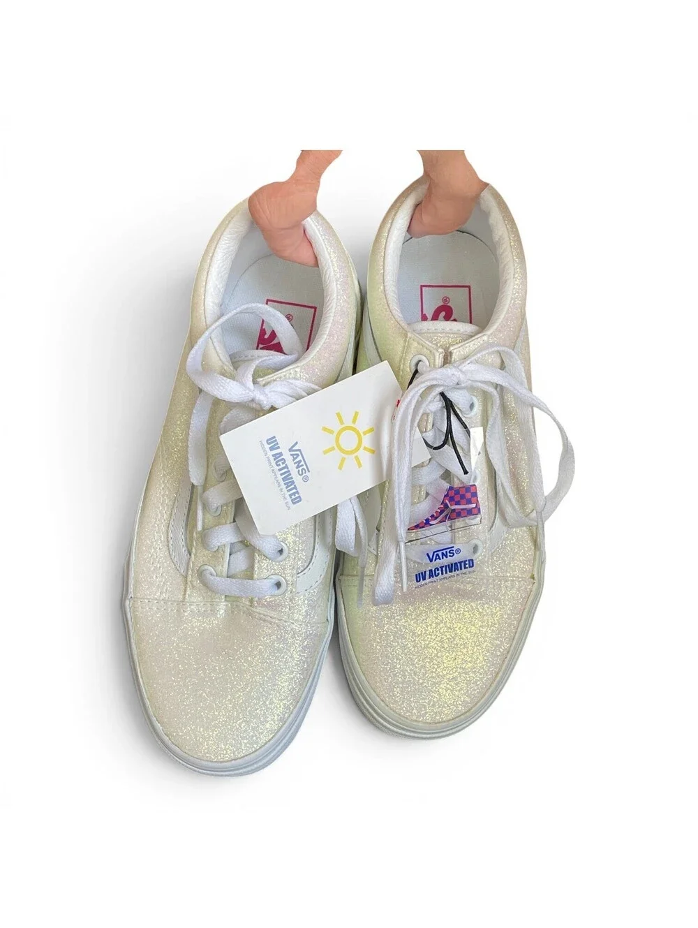 VANS Old Skool UV Glitter White/Pink Shoes Women Size 7 BNIB